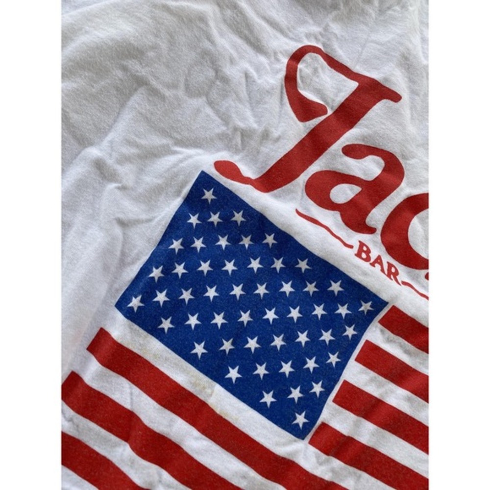 Jacks Bar San Francisco Shirt Mens 2XL White American Flag Graphic Patriotic Tee - Picture 6 of 13